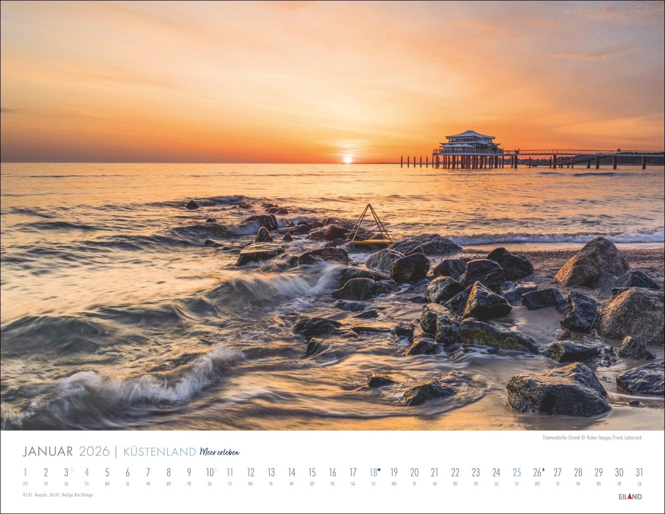 Beispielinhalt (Bild) Küstenland Kalender 2026 - Meer erleben