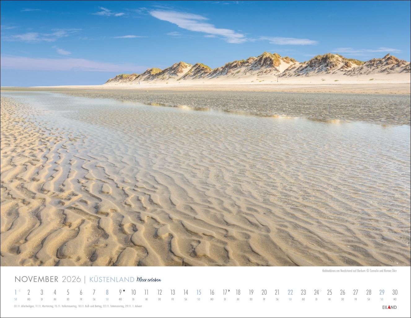 Beispielinhalt (Bild) Küstenland Kalender 2026 - Meer erleben