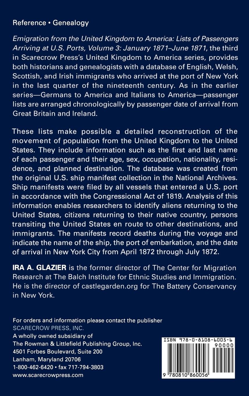 Rückseitencover Emigration from the United Kingdom to America