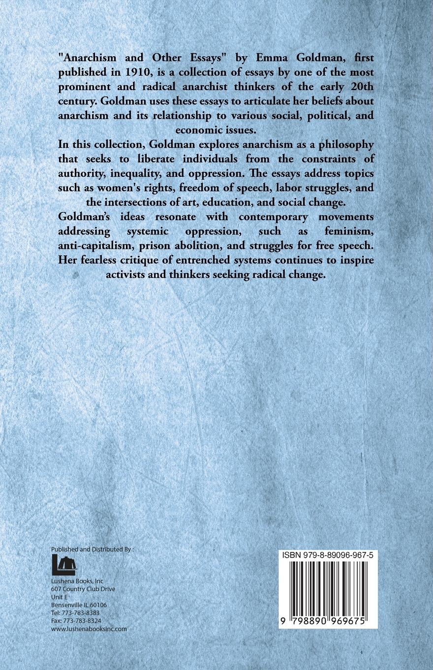 Rückseitencover Anarchism And Other Essays