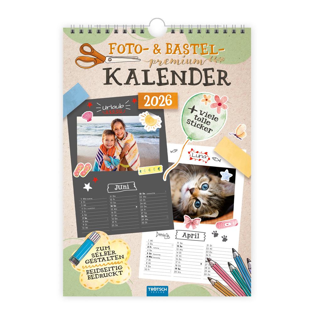 Vorderes Coverbild Trötsch Foto- und Bastelkalender Premium A4 2026 mit vielen Stickern