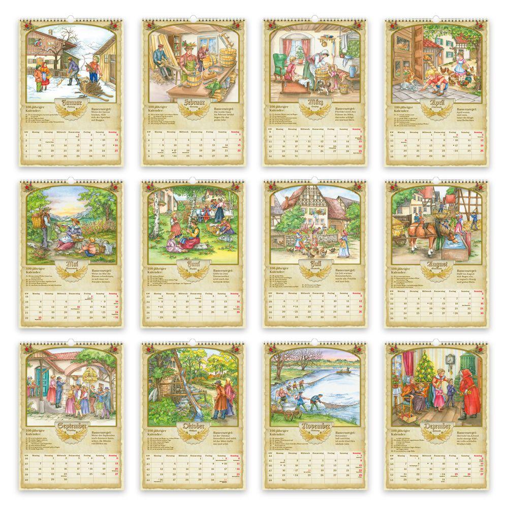 Beispielinhalt (Bild) Trötsch Großbildkalender Bauernkalender 2026 mit Wetterprognosen Bauernregeln und Ferienterminen