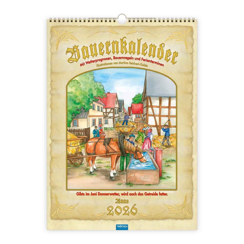 Vorderes Coverbild Trötsch Großbildkalender Bauernkalender 2026 mit Wetterprognosen Bauernregeln und Ferienterminen