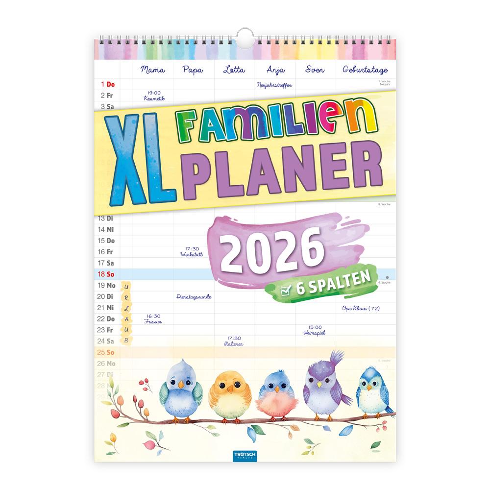 Vorderes Coverbild Trötsch Großbildkalender XL Familienplaner 2026 mit 6 Spalten