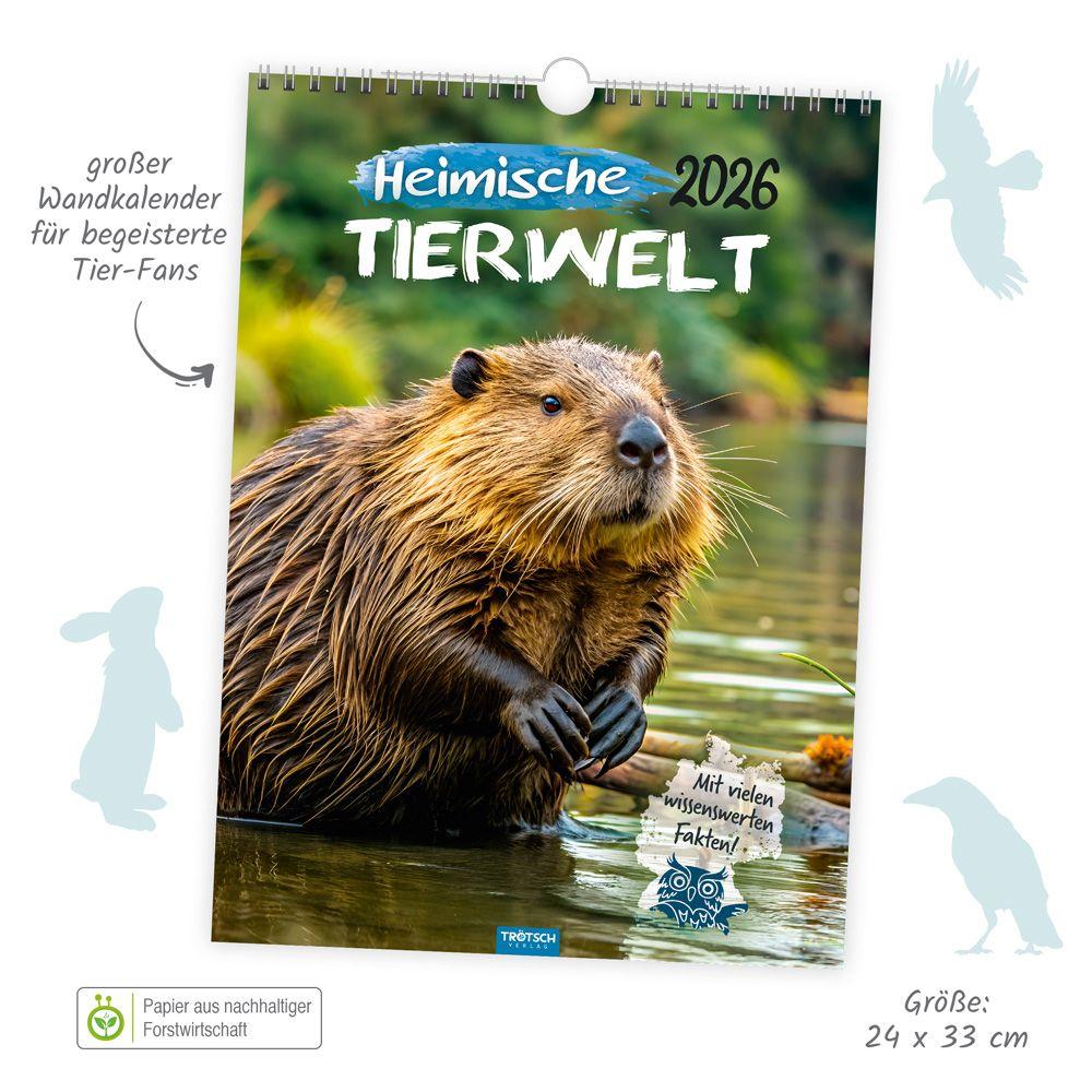 Beispielinhalt (Bild) Trötsch Classickalender Heimische Tierwelt 2026