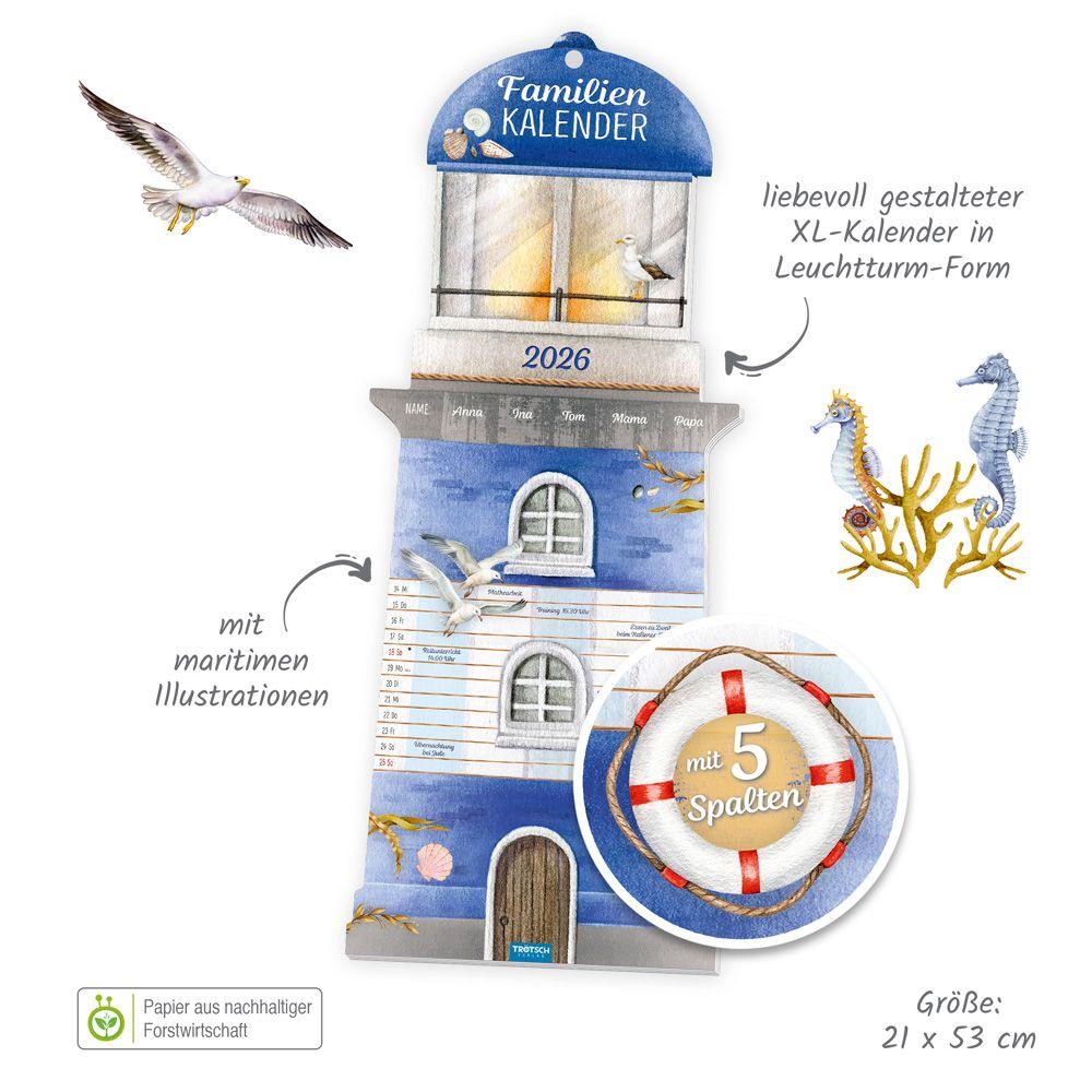 Beispielinhalt (Bild) Trötsch Formkalender Familienkalender Leuchtturm 2026
