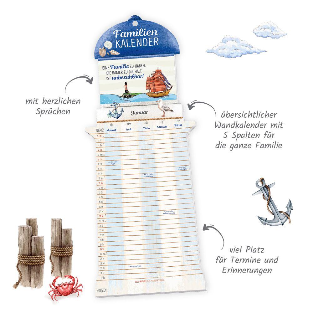 Beispielinhalt (Bild) Trötsch Formkalender Familienkalender Leuchtturm 2026