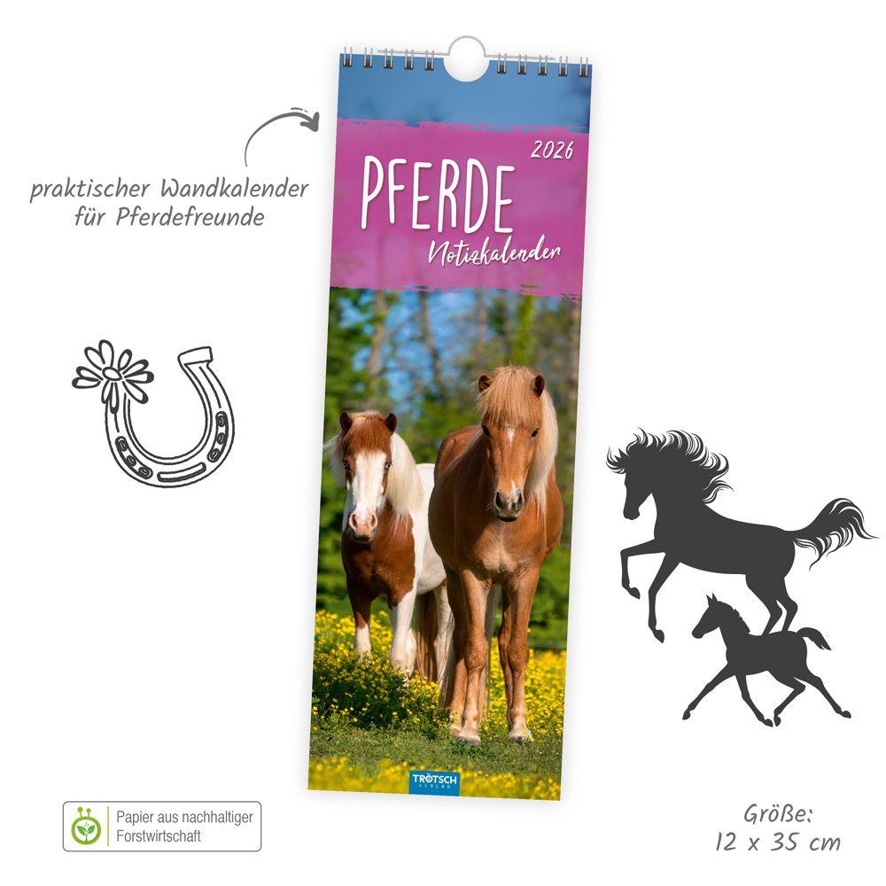 Beispielinhalt (Bild) Trötsch Streifenkalender Pferde 2026 Notizkalender
