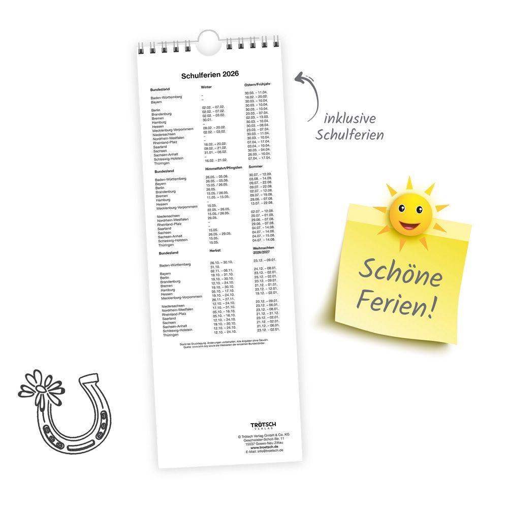 Beispielinhalt (Bild) Trötsch Streifenkalender Pferde 2026 Notizkalender