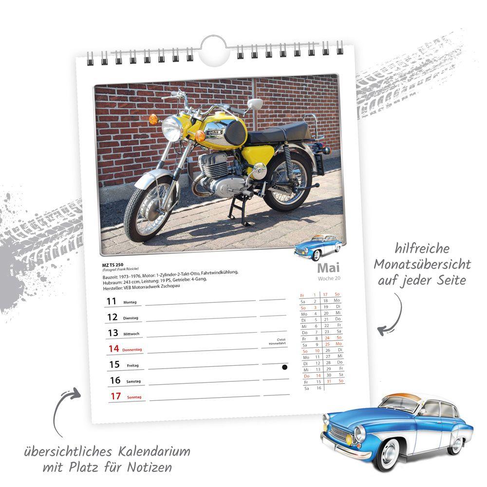 Beispielinhalt (Bild) Trötsch Wochenkalender zum Hängen DDR-Fahrzeuge 2026