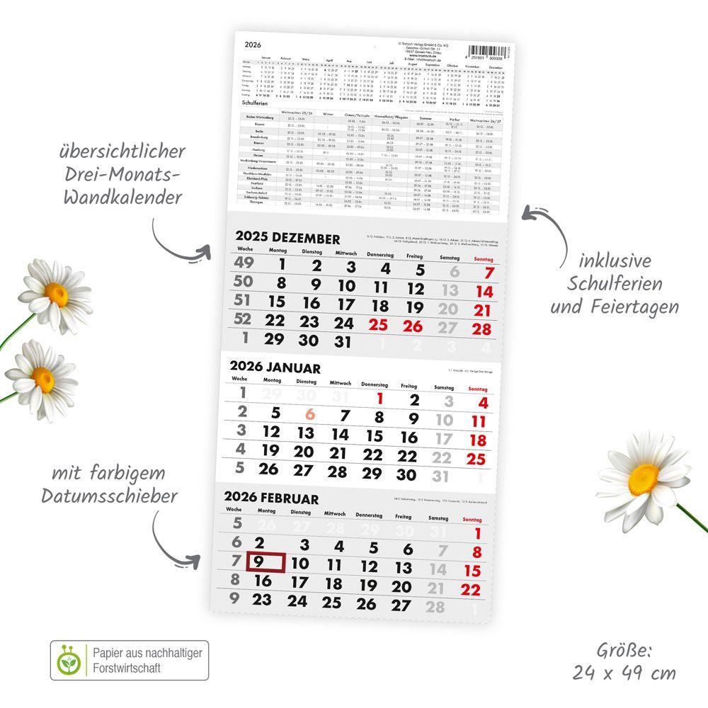 Beispielinhalt (Bild) Trötsch Dreimonatskalender Drei-Monatskalender 2026