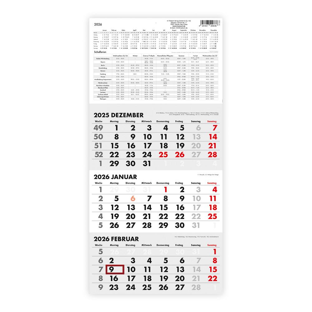 Vorderes Coverbild Trötsch Dreimonatskalender Drei-Monatskalender 2026