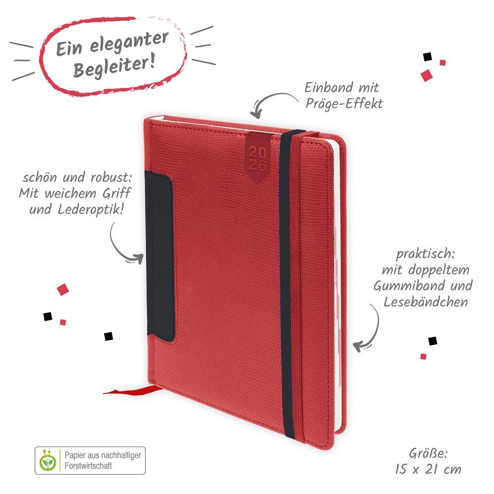 Beispielinhalt (Bild) Trötsch Buchkalender A5 Rot 2026