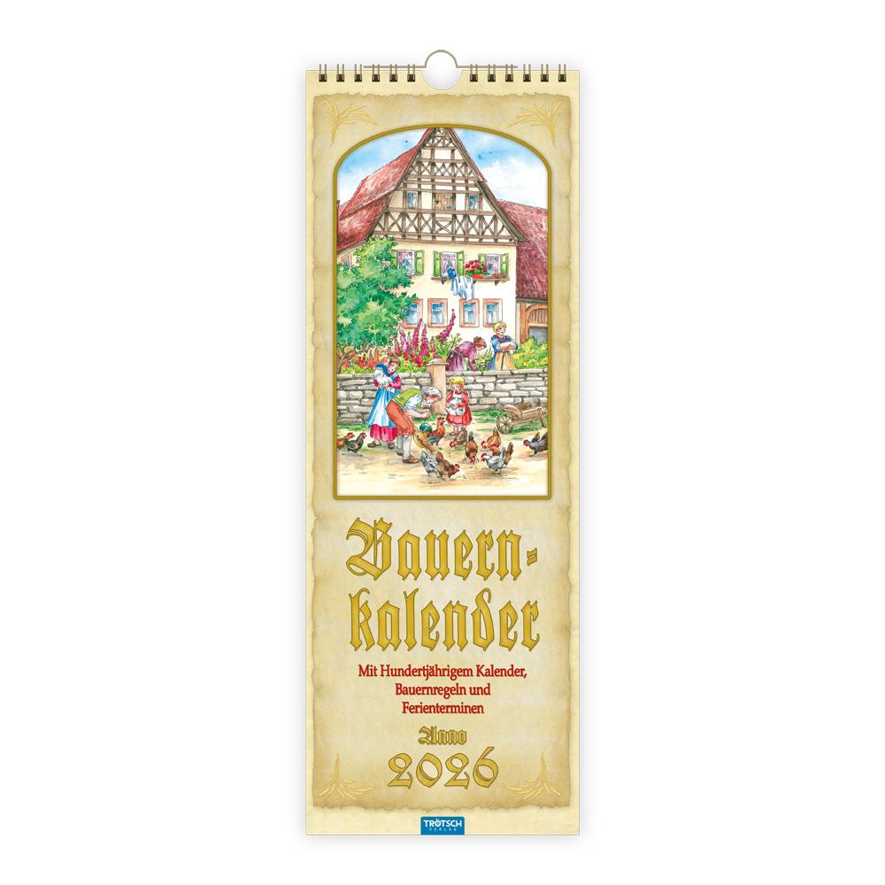 Vorderes Coverbild Trötsch Maxi-Streifenkalender Bauernkalender 2026 mit Hundertjährigem Kalender, Bauernregeln und Ferienterminen