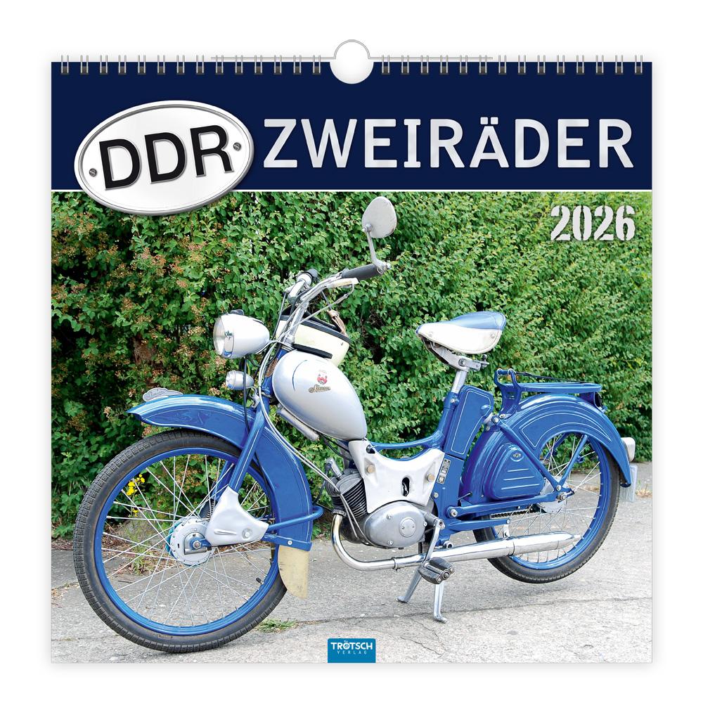 Vorderes Coverbild Trötsch Technikkalender DDR-Zweiräder 2026