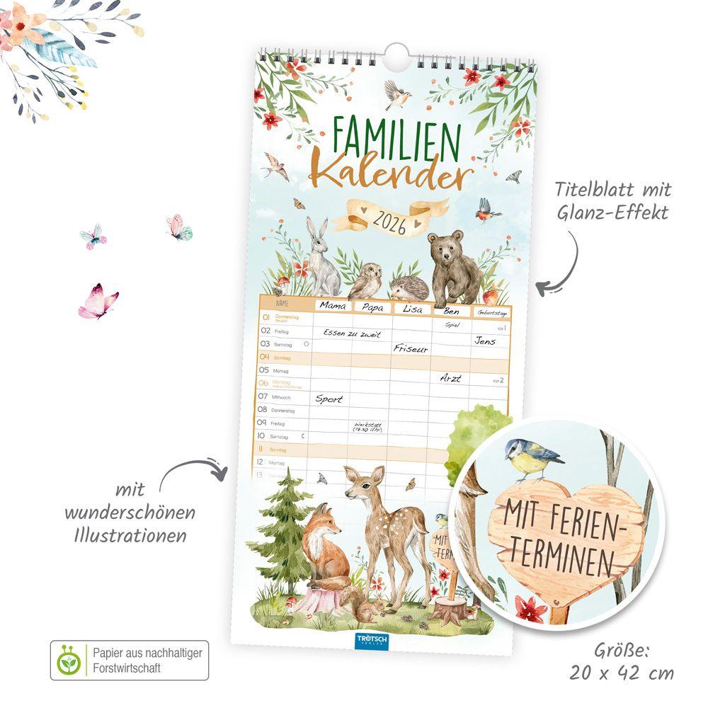 Beispielinhalt (Bild) Trötsch Familienkalender Waldfreunde 2026