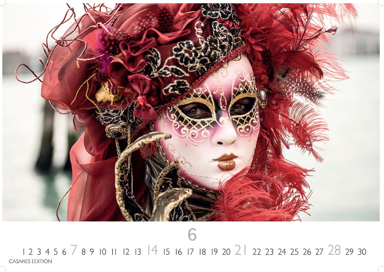 Beispielinhalt (Bild) Venedig Karneval Kalender 2026 - Wandkalender | Fotokalender Italien 24x35 cm -. mit Karneval-Fotos, fantasievollen Masken und Kostümen