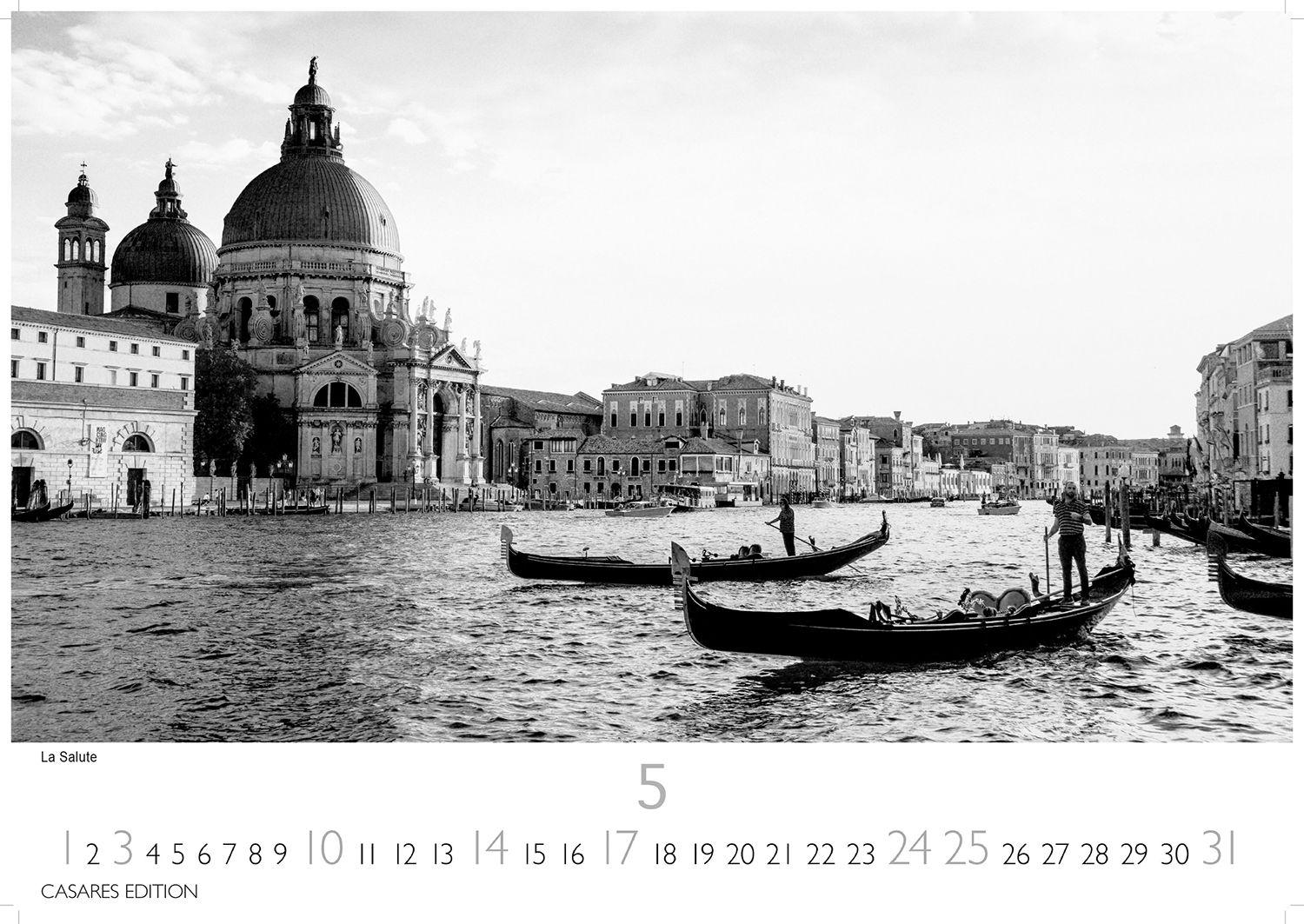 Beispielinhalt (Bild) Venedig Kalender 2026 - Wandkalender | Fotokalender Italien schwarz-weiß 35x50cm Fotokunstkalender mit eindrucksvollen Impressionen der Lagunenstadt