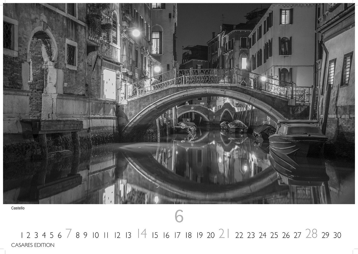 Beispielinhalt (Bild) Venedig Kalender 2026 - Wandkalender | Fotokalender Italien schwarz-weiß 35x50cm Fotokunstkalender mit eindrucksvollen Impressionen der Lagunenstadt