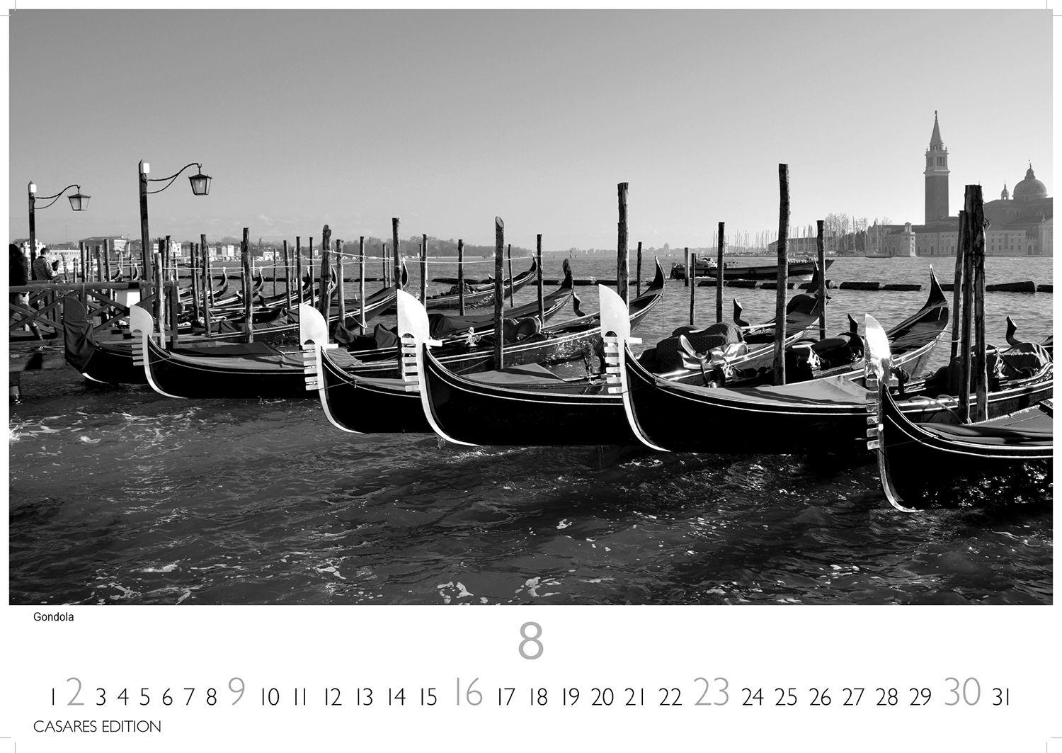Beispielinhalt (Bild) Venedig Kalender 2026 - Wandkalender | Fotokalender Italien schwarz-weiß 35x50cm Fotokunstkalender mit eindrucksvollen Impressionen der Lagunenstadt
