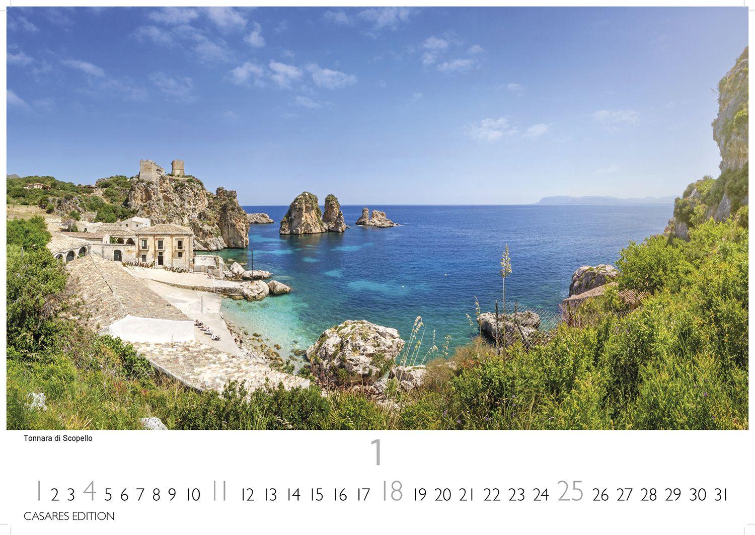 Beispielinhalt (Bild) Sizilien Kalender 2026 - Wandkalender | Fotokalender Italien 24x35 cm - . mit atemberaubenden Fotos von Sizilien,