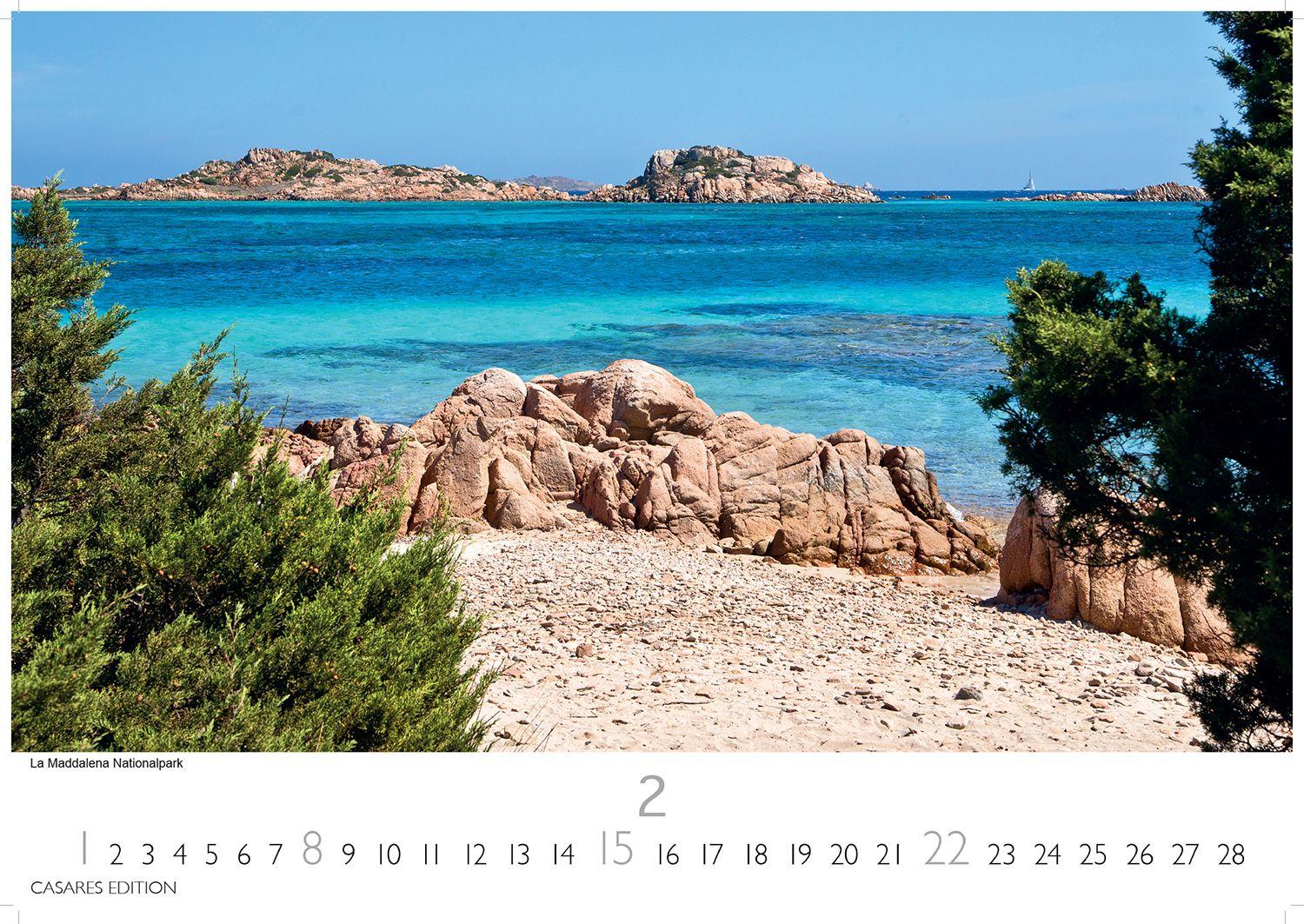 Beispielinhalt (Bild) Sardinien Kalender 2026 - Wandkalender | Fotokalender Italien 24x35 cm - mit 12 traumhaften Motiven der Mittelmeerinsel.