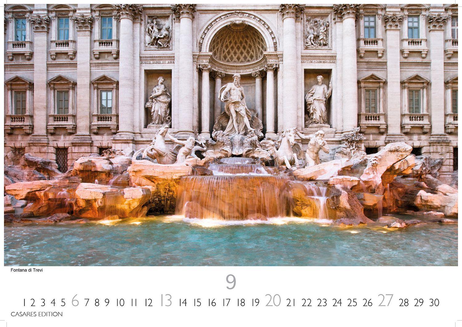 Beispielinhalt (Bild) Rom Kalender 2026 - Wandkalender | Fotokalender Italien 24x35 cm - mit den schönsten Motiven der Ewigen Stadt | Kolosseum, Petersdom, Tiber, Pantheon.