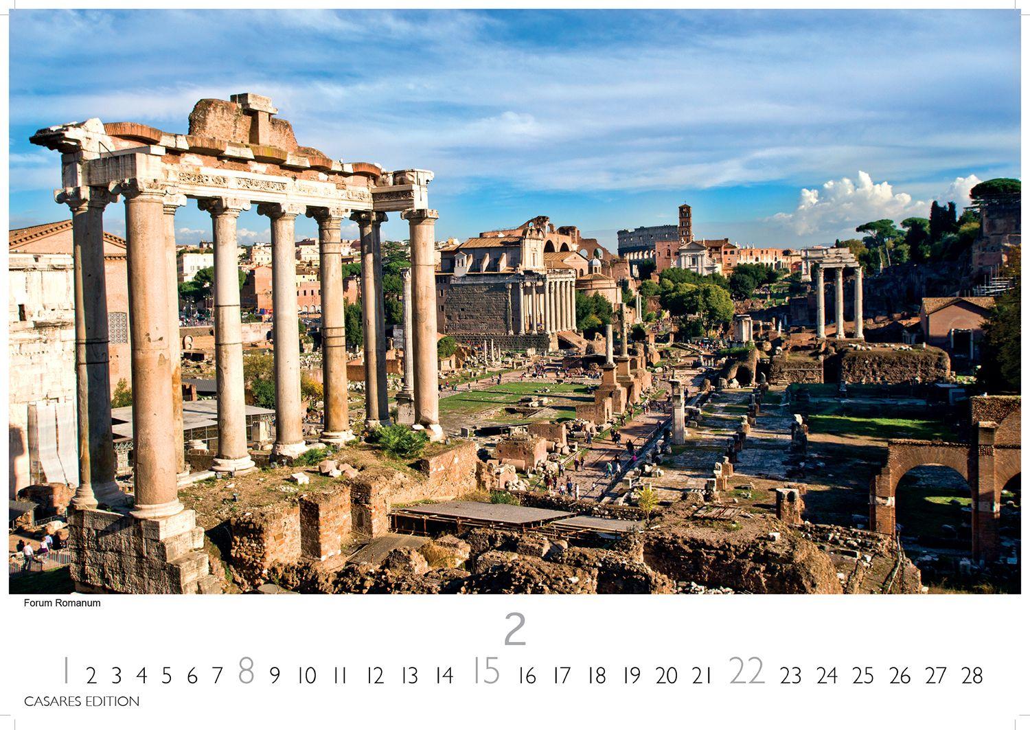 Beispielinhalt (Bild) Rom Kalender 2026 - Wandkalender | Fotokalender Italien 24x35 cm - mit den schönsten Motiven der Ewigen Stadt | Kolosseum, Petersdom, Tiber, Pantheon.