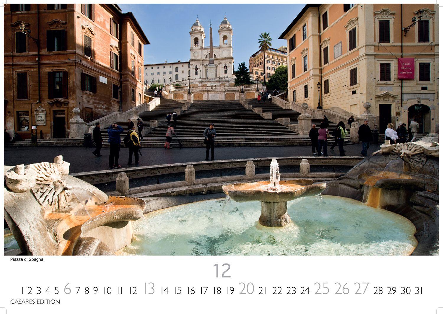 Beispielinhalt (Bild) Rom Kalender 2026 - Wandkalender | Fotokalender Italien 24x35 cm - mit den schönsten Motiven der Ewigen Stadt | Kolosseum, Petersdom, Tiber, Pantheon.
