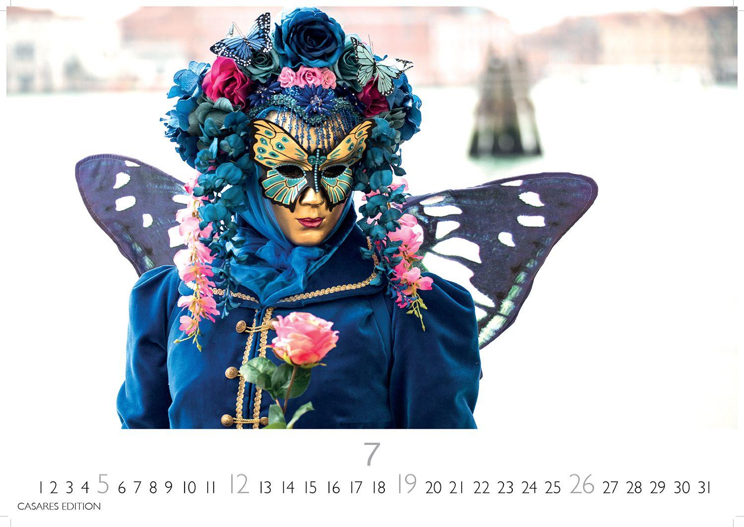 Beispielinhalt (Bild) Venedig Karneval Kalender 2026 - Wandkalender | Fotokalender Italien 50x35 cm -. mit Karneval-Fotos, fantasievollen Masken und Kostümen