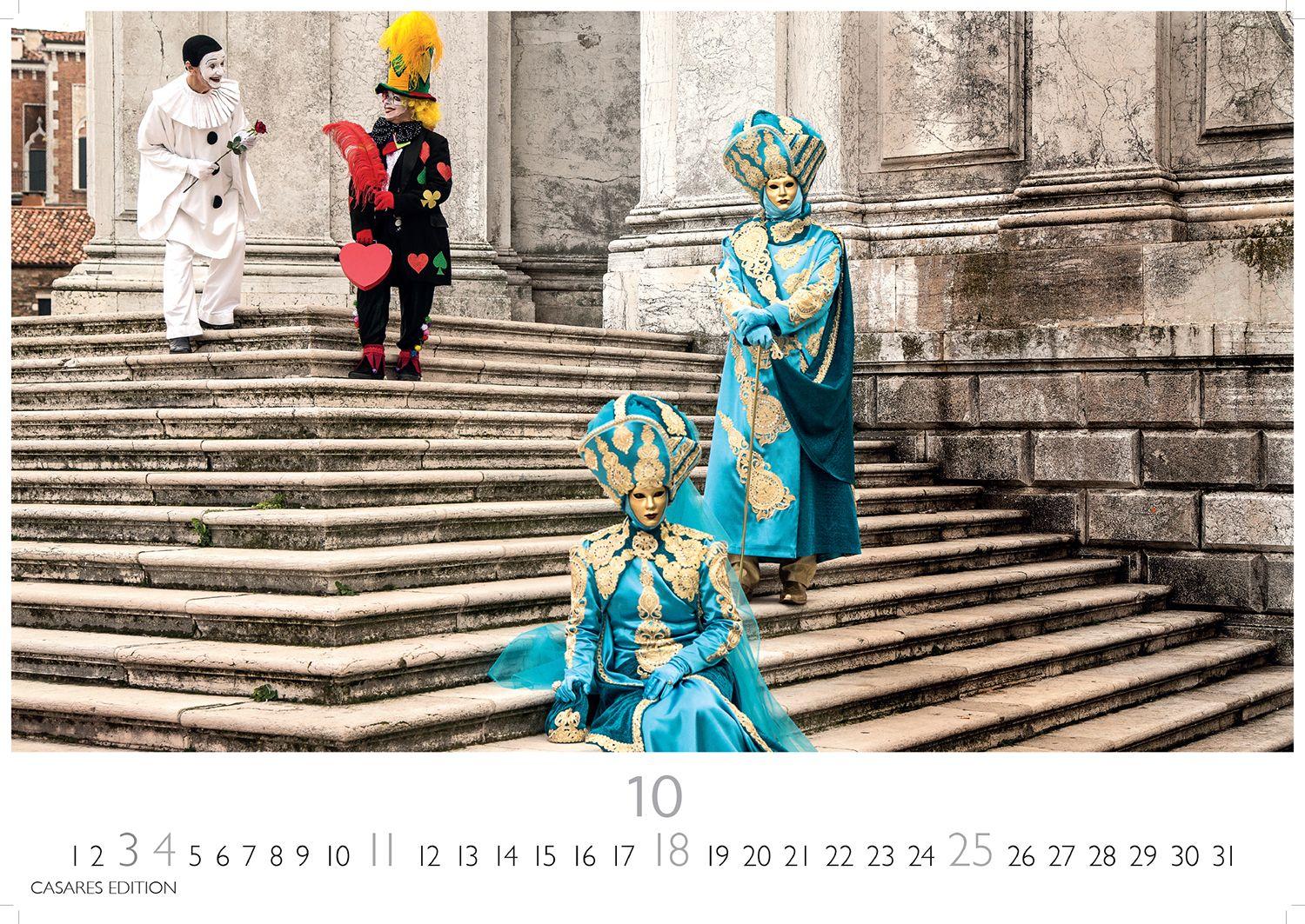 Beispielinhalt (Bild) Venedig Karneval Kalender 2026 - Wandkalender | Fotokalender Italien 50x35 cm -. mit Karneval-Fotos, fantasievollen Masken und Kostümen