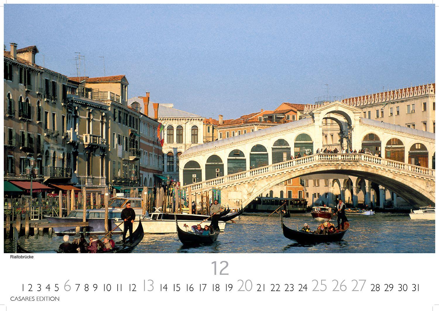 Beispielinhalt (Bild) Venedig Kalender 2026 - Wandkalender | Fotokalender Italien 35x50cm - mit atemberaubenden Fotos der Lagune, Gondeln & historischen Sehenswürdigkeiten | für Kunst- und Reiseenthusiasten