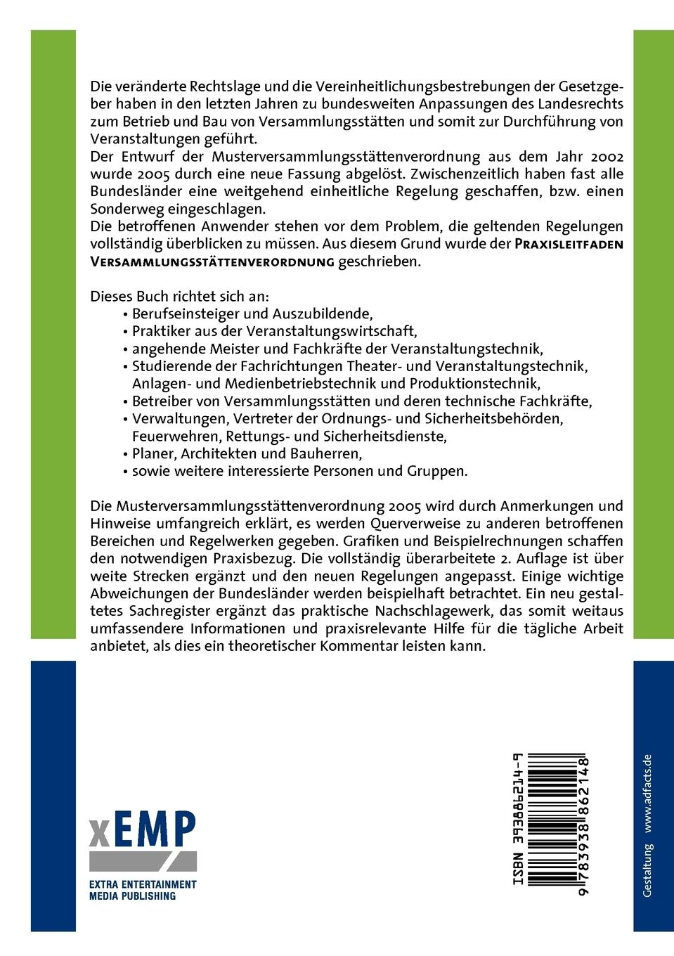 Rückseitencover Praxisleitfaden Versammlungsstättenverordnung