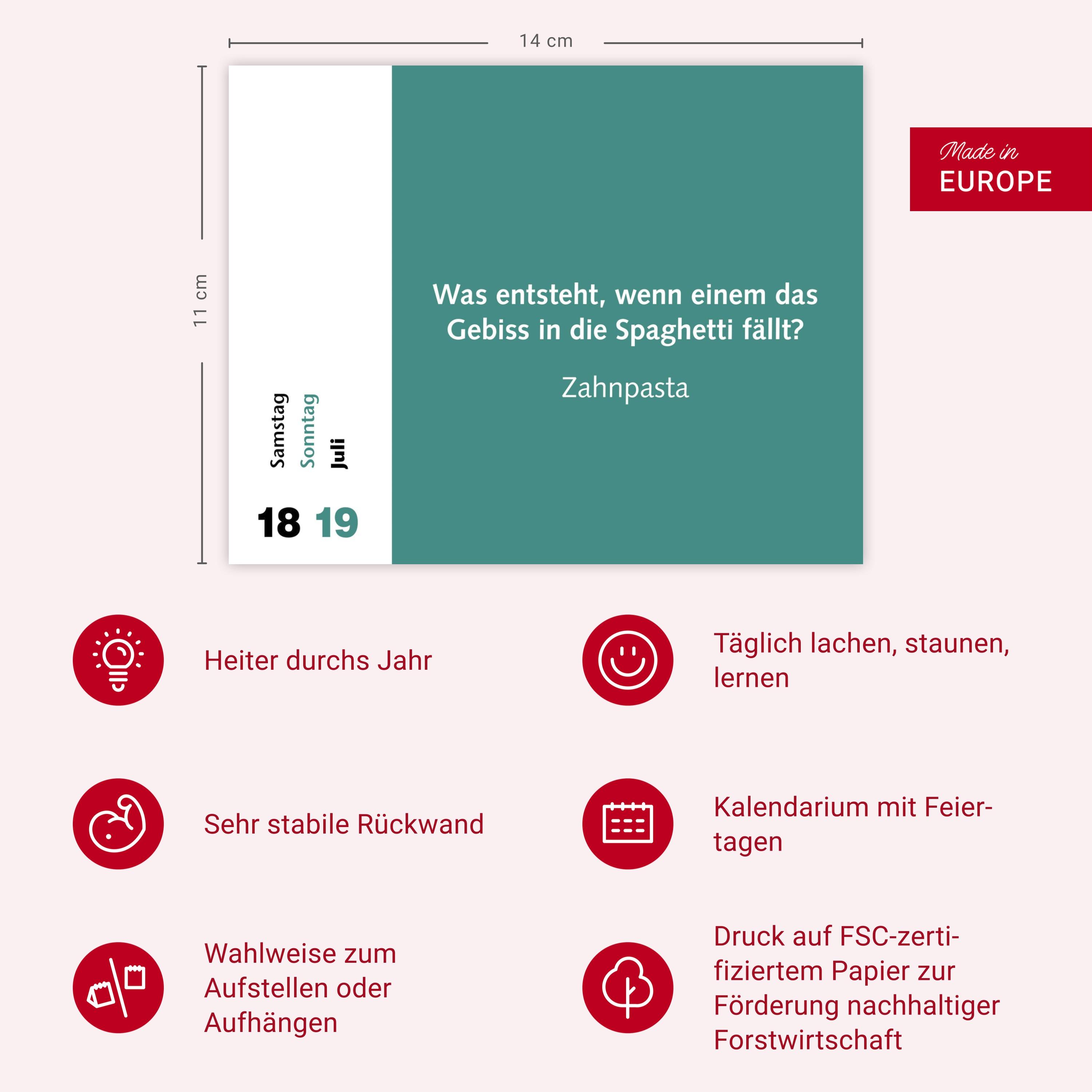 Beispielinhalt (Bild) Witzirin Tagesabreißkalender 2026 - Diese Packung enthält: die lustigsten Witze für die tägliche Dosis Humor