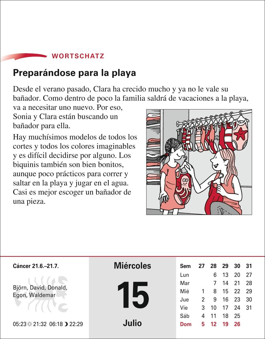 Beispielinhalt (Bild) Spanisch Sprachkalender 2026 - Spanisch lernen leicht gemacht - Tagesabreißkalender