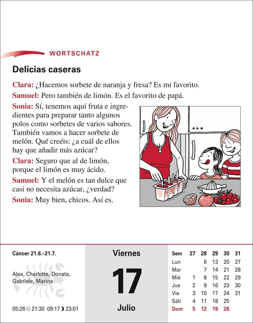 Beispielinhalt (Bild) Spanisch Sprachkalender 2026 - Spanisch lernen leicht gemacht - Tagesabreißkalender