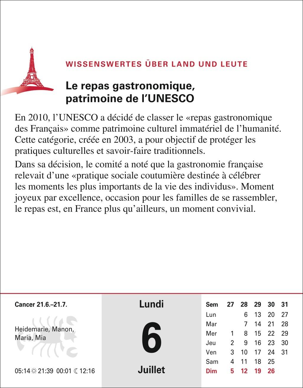Beispielinhalt (Bild) Französisch Sprachkalender 2026 - Französisch lernen leicht gemacht - Tagesabreißkalender