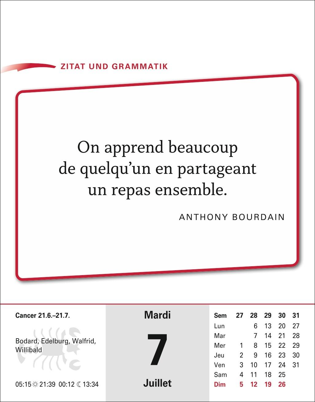Beispielinhalt (Bild) Französisch Sprachkalender 2026 - Französisch lernen leicht gemacht - Tagesabreißkalender