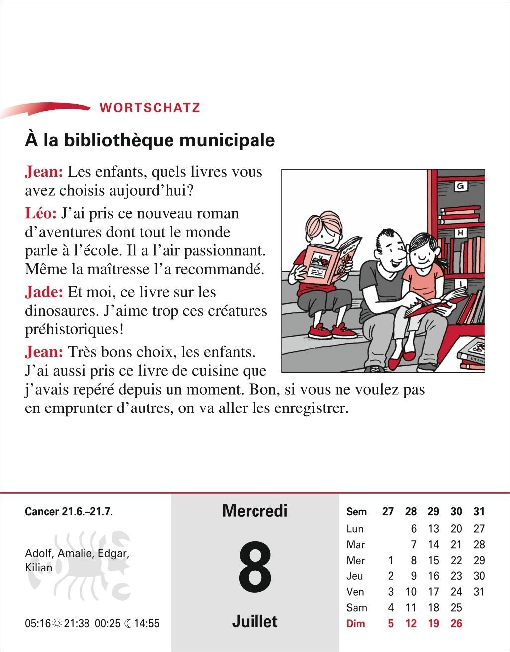 Beispielinhalt (Bild) Französisch Sprachkalender 2026 - Französisch lernen leicht gemacht - Tagesabreißkalender