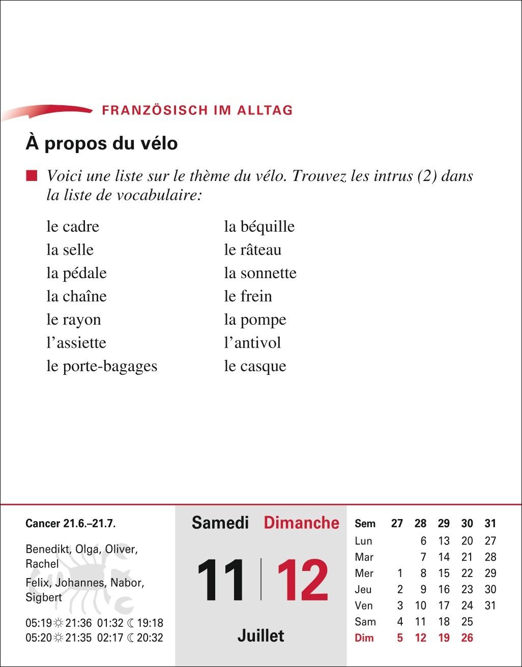 Beispielinhalt (Bild) Französisch Sprachkalender 2026 - Französisch lernen leicht gemacht - Tagesabreißkalender