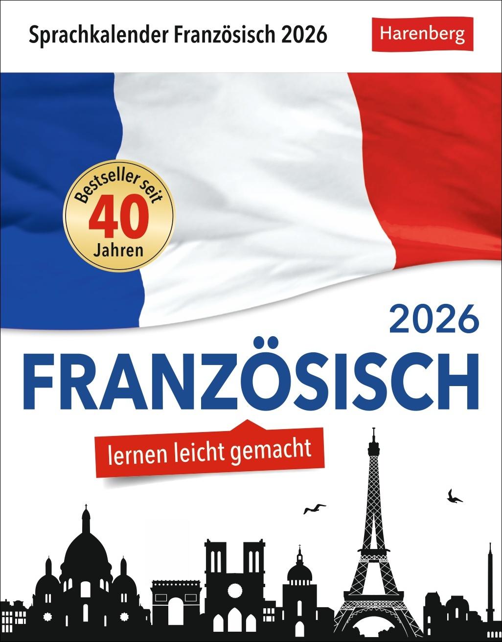 Vorderes Coverbild Französisch Sprachkalender 2026 - Französisch lernen leicht gemacht - Tagesabreißkalender