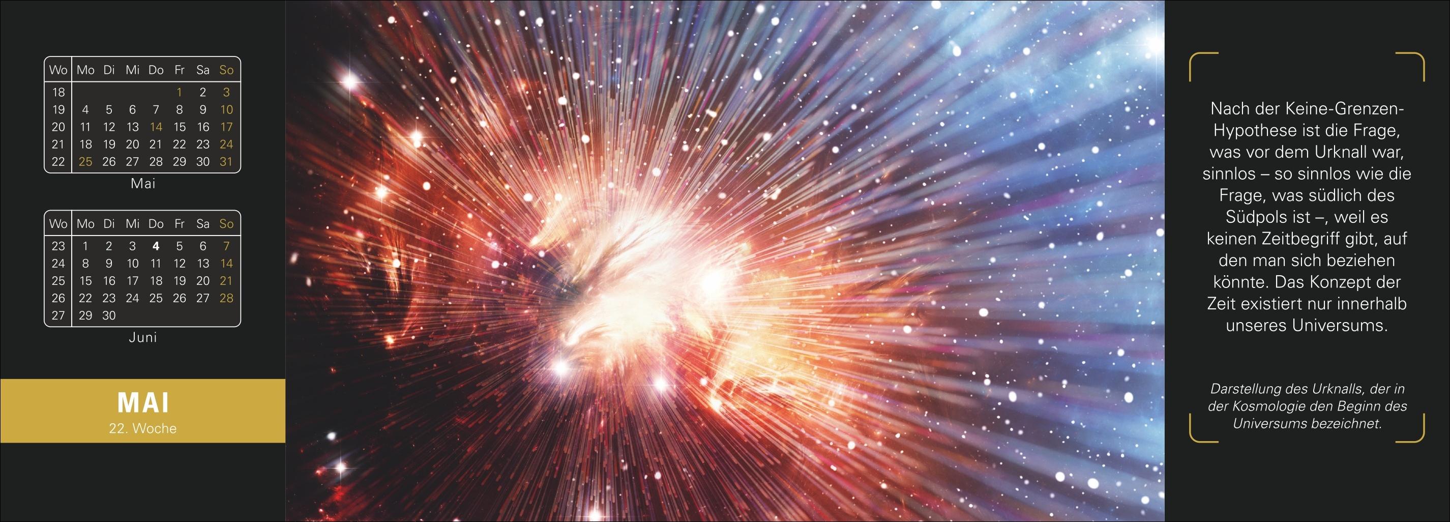 Beispielinhalt (Bild) Stephen Hawking Universum Premium-Tischplaner 2026 - Wochenkalender mit 53 Bildern und Zitaten