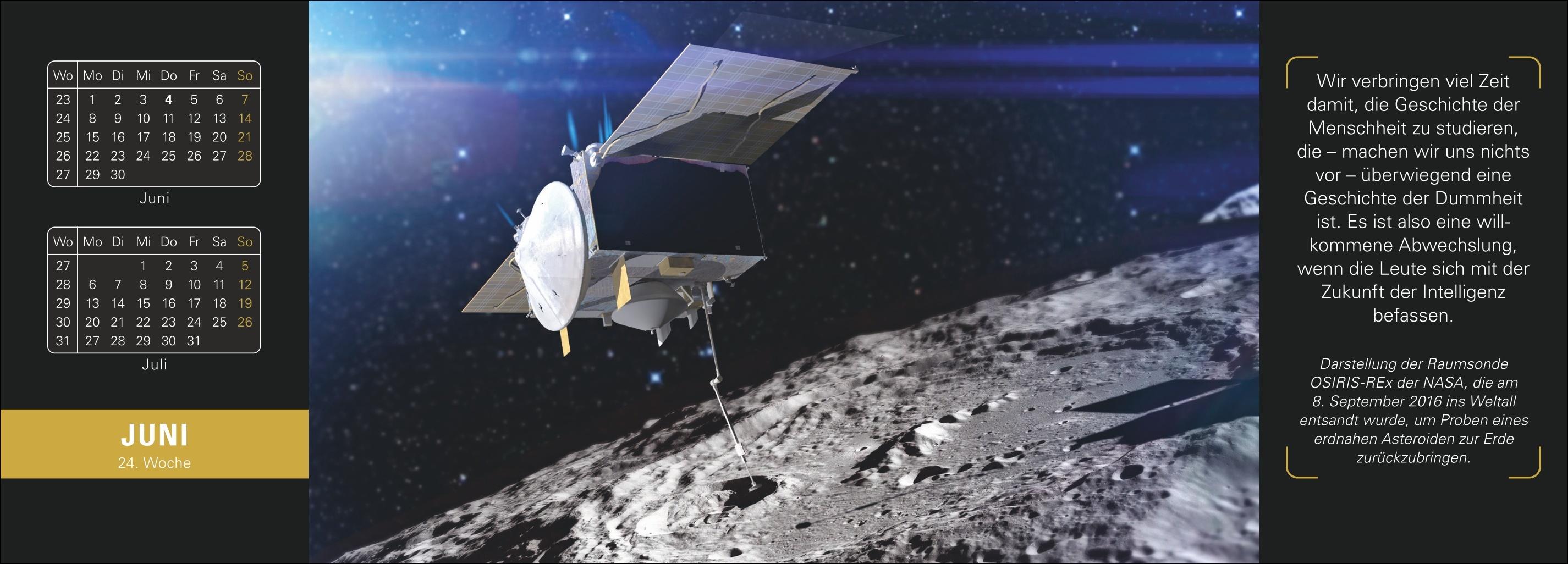 Beispielinhalt (Bild) Stephen Hawking Universum Premium-Tischplaner 2026 - Wochenkalender mit 53 Bildern und Zitaten