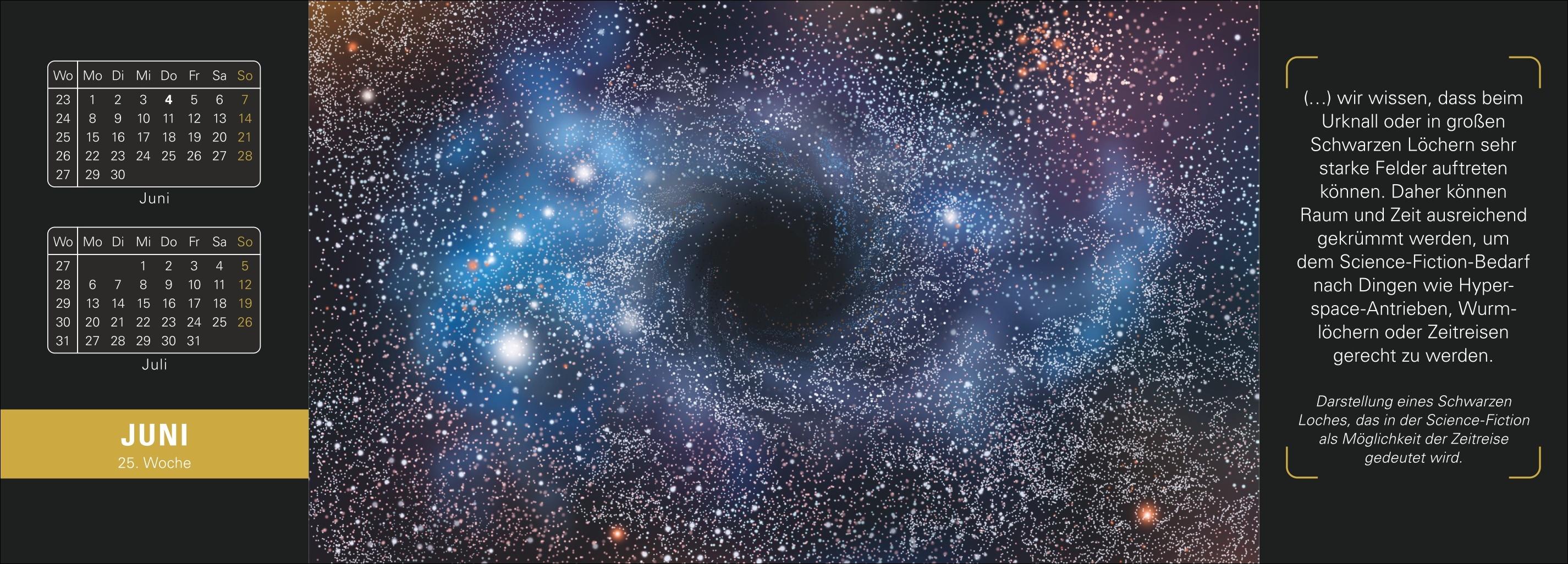 Beispielinhalt (Bild) Stephen Hawking Universum Premium-Tischplaner 2026 - Wochenkalender mit 53 Bildern und Zitaten