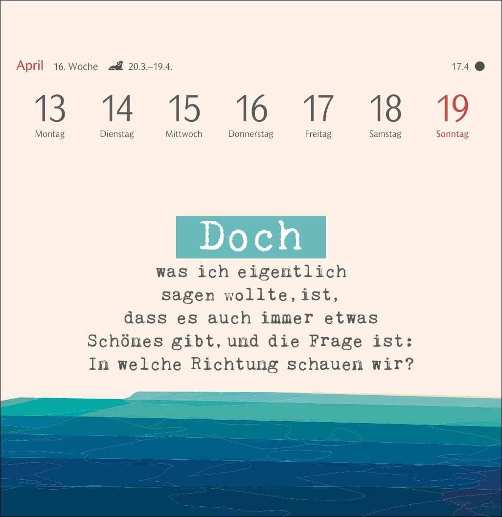 Beispielinhalt (Bild) Clara Louise: Die Sonne in Orange getaucht Premium-Postkartenkalender 2026 - 53 Postkarten mit poetischen Gedanken