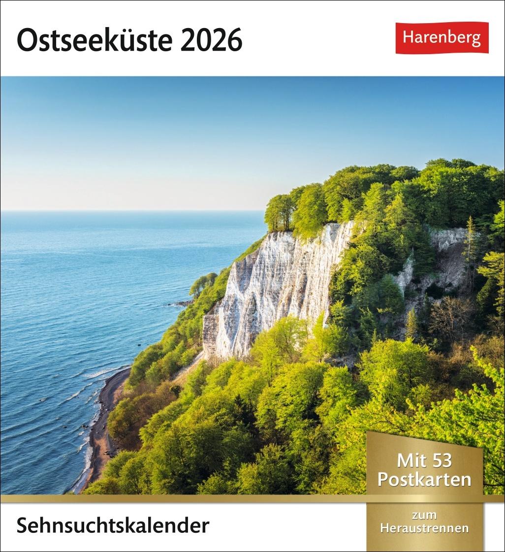 Vorderes Coverbild Ostseeküste Sehnsuchtskalender 2026 - Wochenkalender mit 53 Postkarten