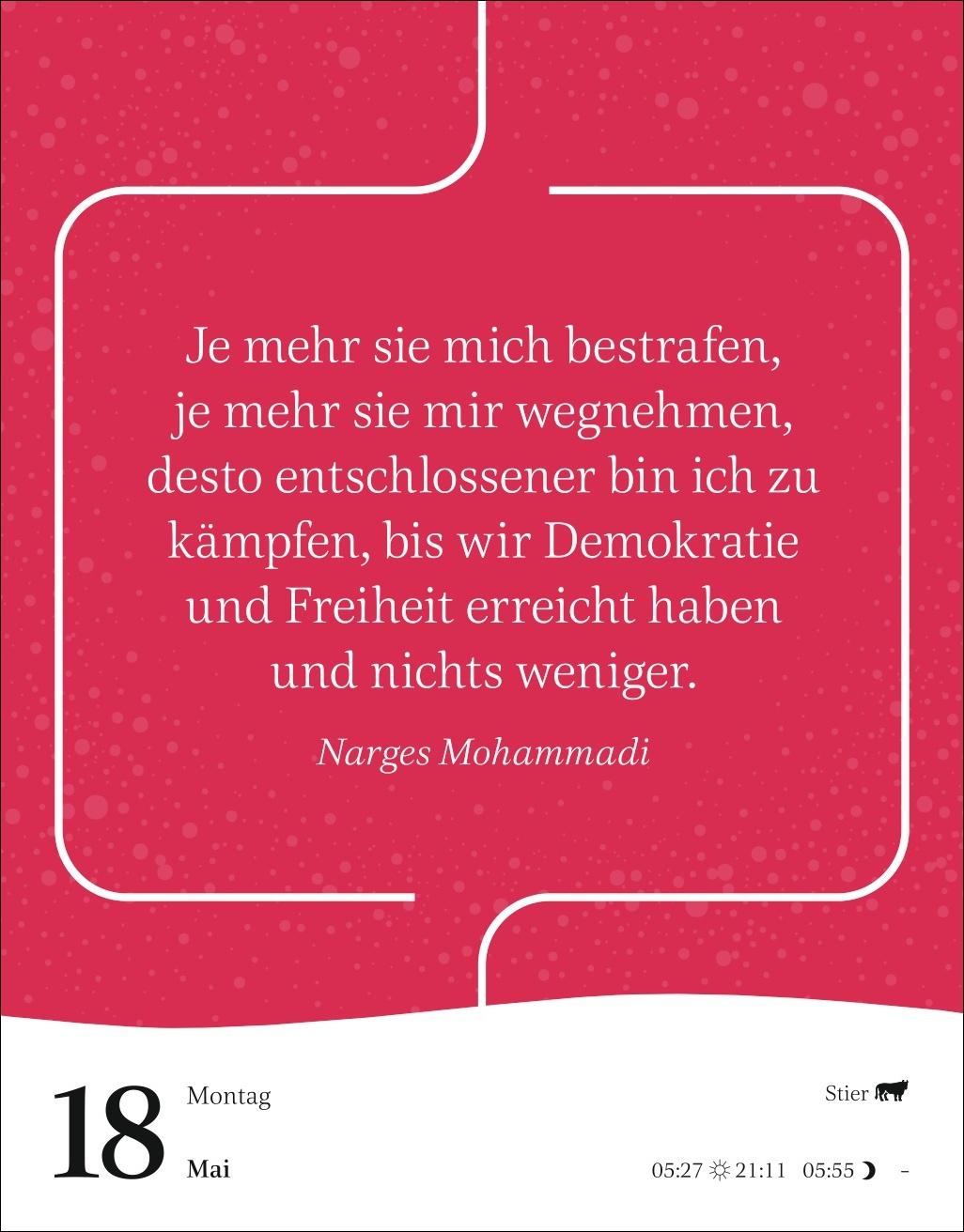 Beispielinhalt (Bild) Starke Worte von starken Frauen Tagesabreißkalender 2026
