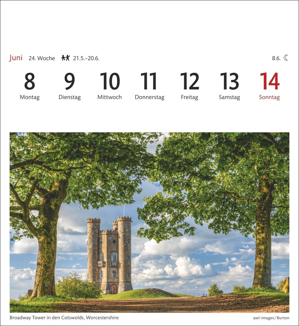 Beispielinhalt (Bild) England Sehnsuchtskalender 2026 - Wochenkalender mit 53 Postkarten