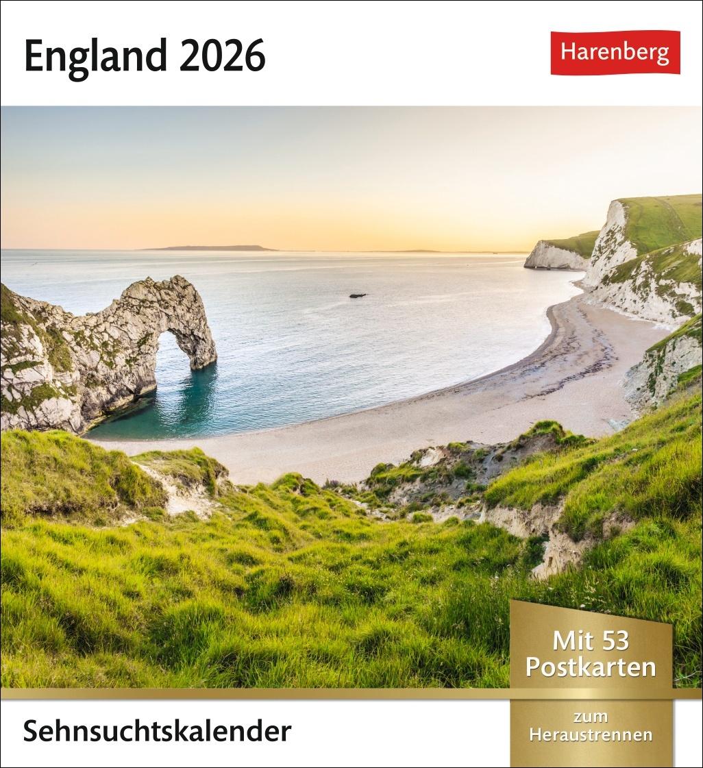 Vorderes Coverbild England Sehnsuchtskalender 2026 - Wochenkalender mit 53 Postkarten