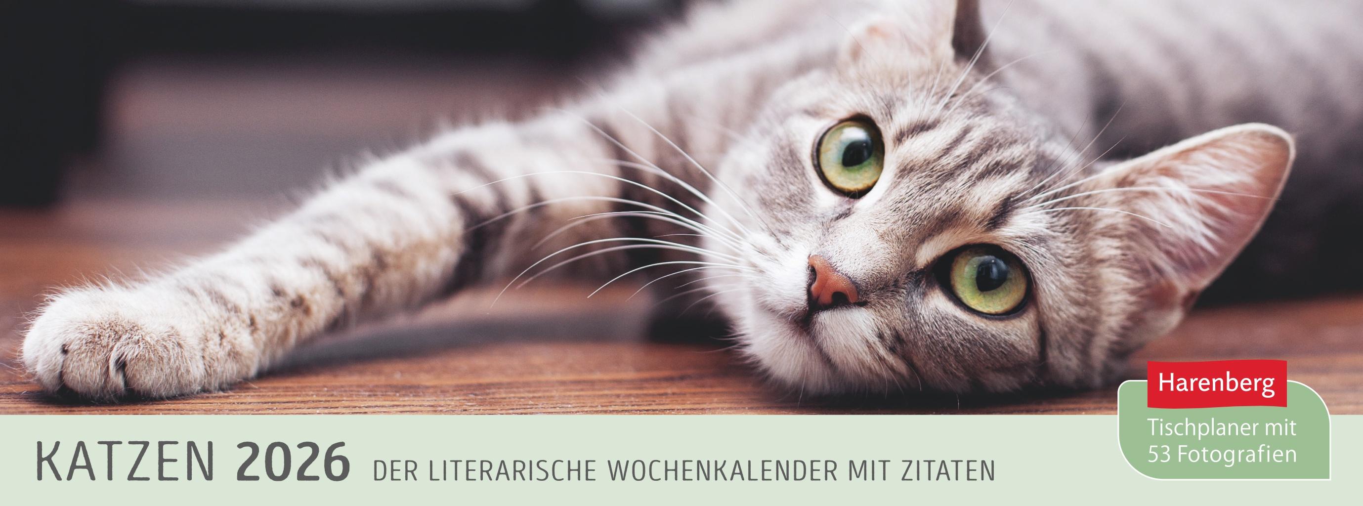 Vorderes Coverbild Katzen Premium-Tischplaner 2026 - Der literarische Wochenkalender mit Zitaten